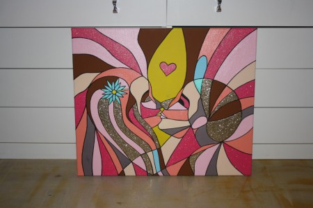 The kiss. 55 x 46 cm. Acrylic painting.